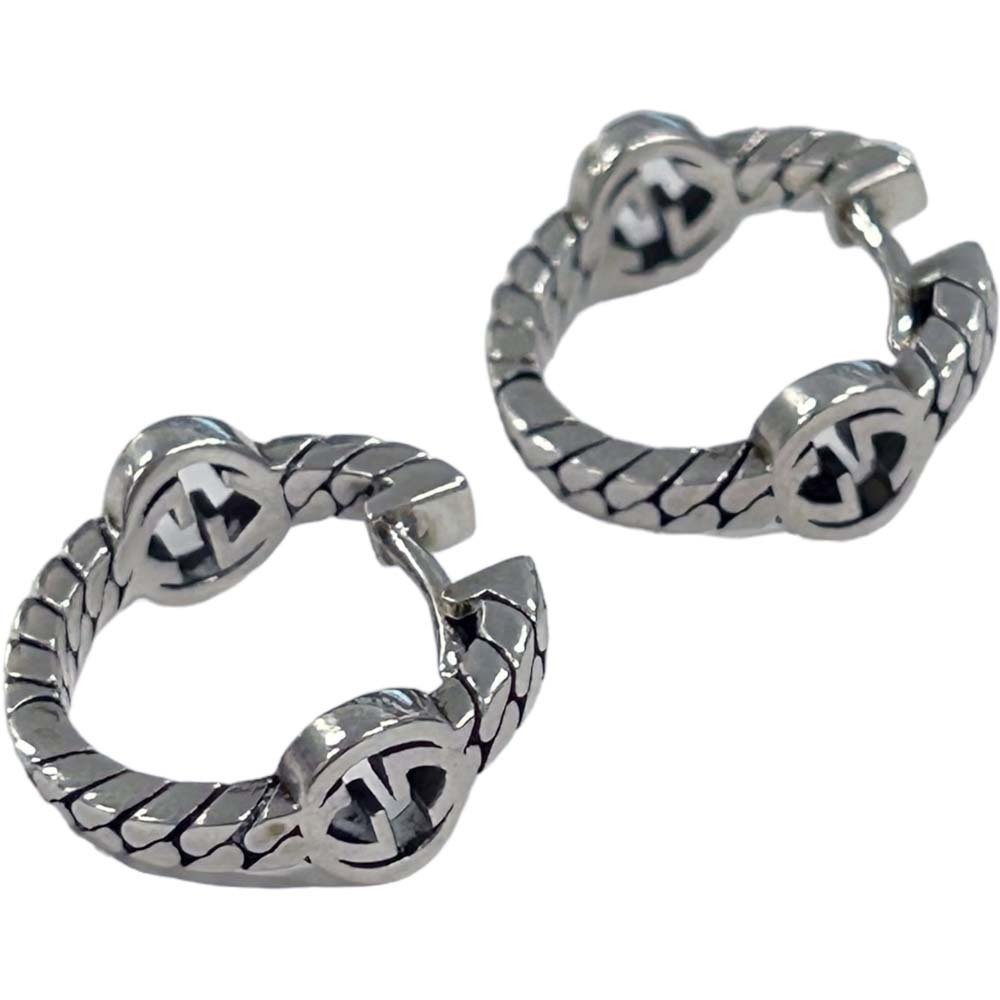 Gucci Interlocking Hoop Earrings Silver - image 1